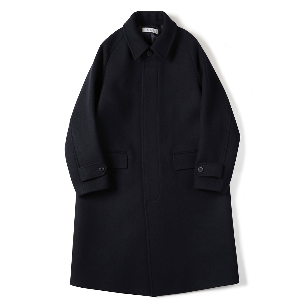 [Shirter]  Melton Wool Balmacaan Coat Dark Navy  