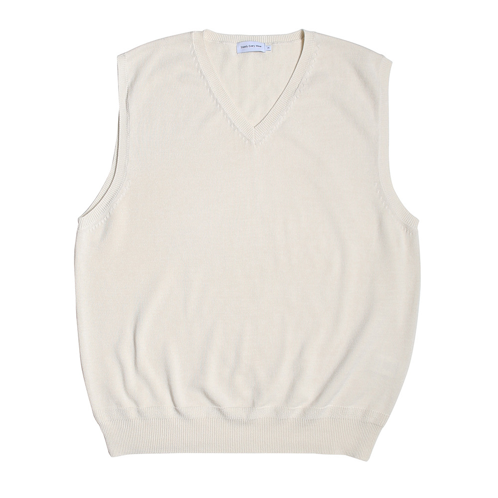 [Steady Every Wear]  Cotton V-Neck Vest Cream