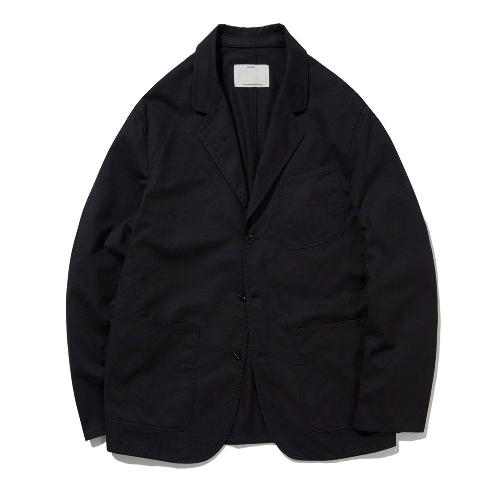 [Pottery]  Washed Sports Jacket Organic Cotton Soft Chino Black