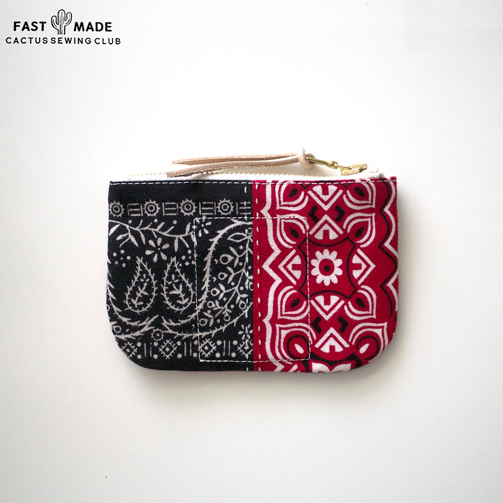 [Cactus Sewing Club]  Vintage Bandana Pocket Pouch Black Red