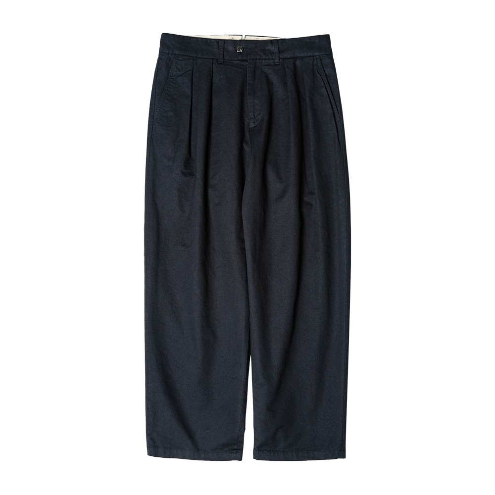 [Rough Side] 2 Tuck Wide Pants Navy  