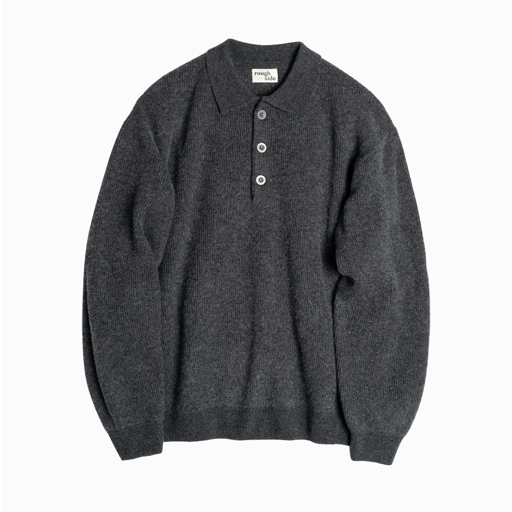 [Rough Side]  22FW Collar Knit Charcoal