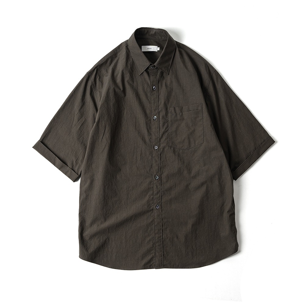 [Ourselves]  Typewriter Relaxed Half Shirts Dark Olive