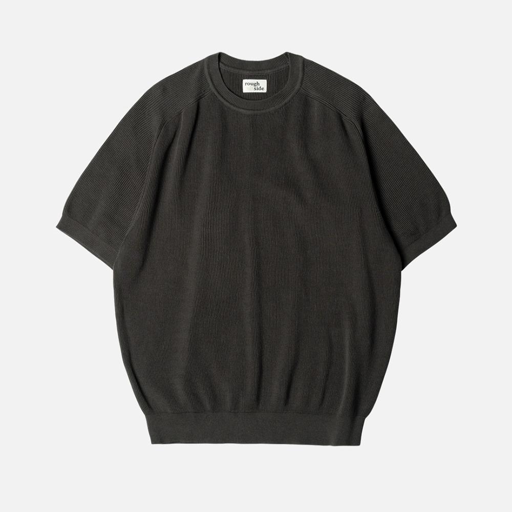 [Rough Side]  23SS Crewneck Knit Half Sleeve Charcoal