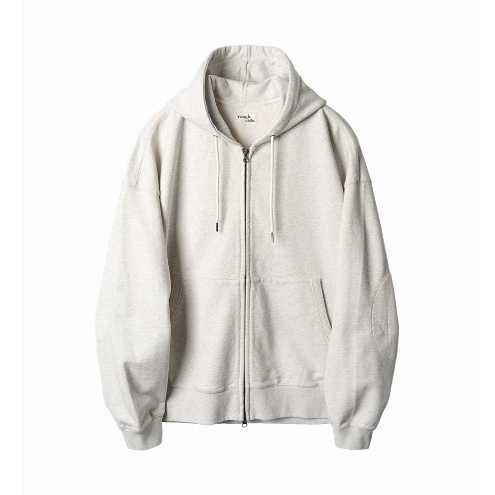 [Rough Side]  23FW Oversized Zip Up Hoodie Oatmeal