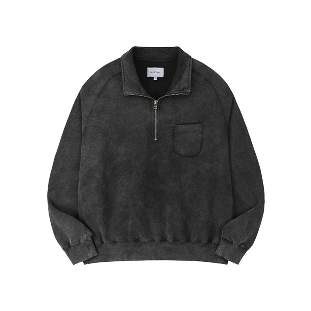 [Art if acts]  24SS Garment Dyed Half Zipup Sweat Faded Charcoal