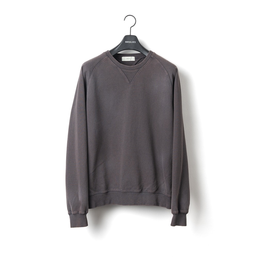 [Ourselves]  24SS Washed Cotton Sweat Shirts Mud Charcoal