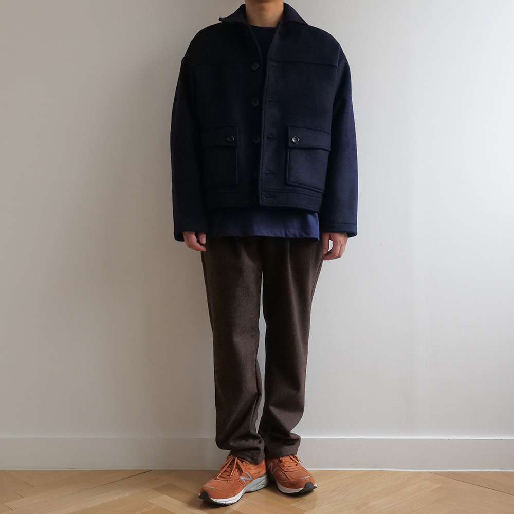[Youngwall Junction]  Wool Trucker Jacket Navy 