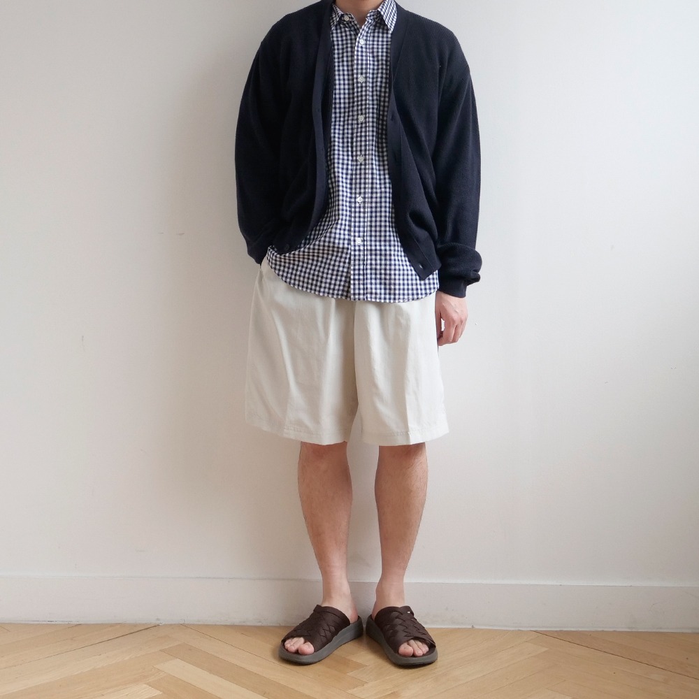 [Steady Every Wear]  Relaxed Gingham Check Shirts Dark Navy