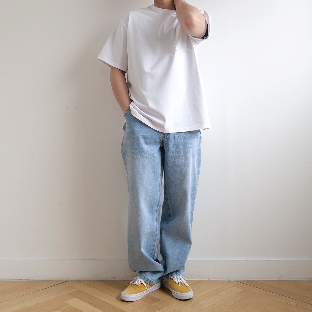 [Horlisun]  21SS Lawrence Overfit Short Sleeve Pocket T-shirts Off White