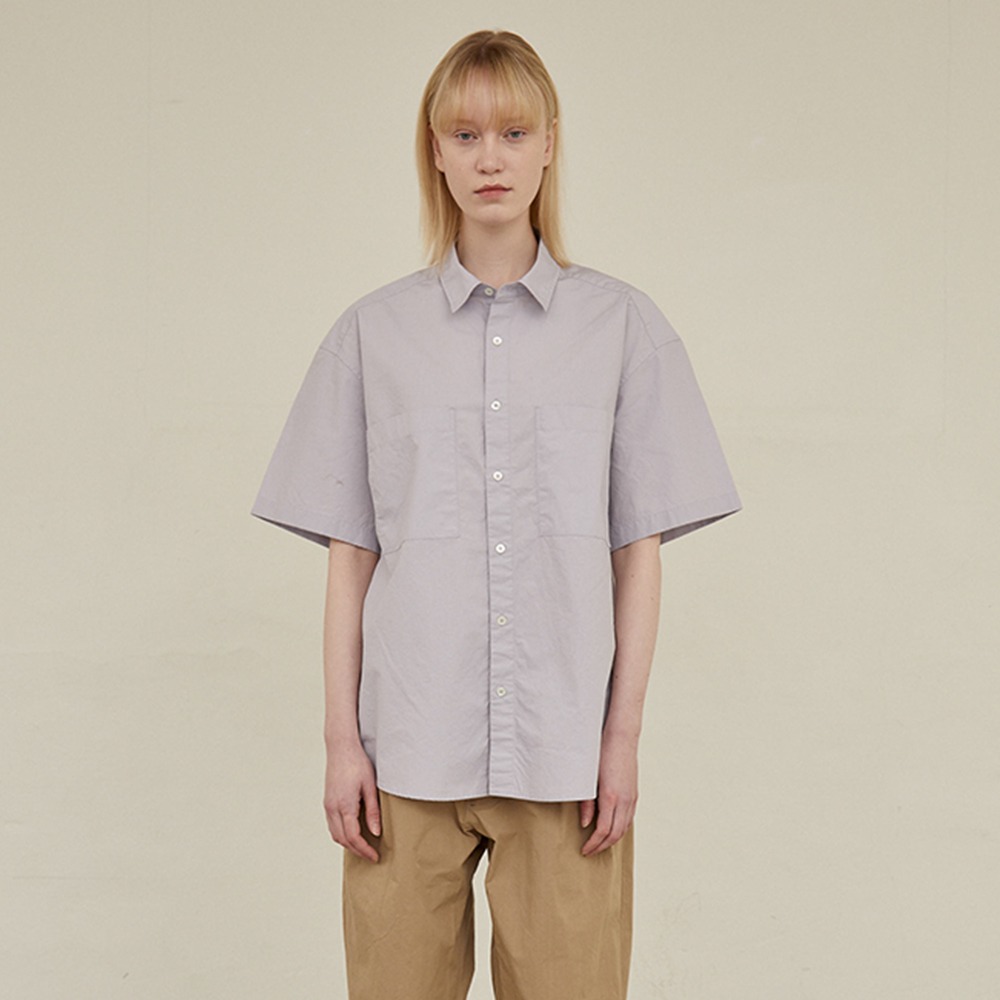 [Horlisun]  22SS Poole Extra Typewriter Short Sleeve Shirts Lavender