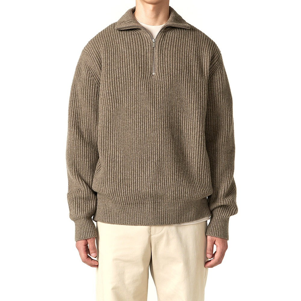 [INTHERAW]  Northern Half Zip Knit Pullover Taupe Beige