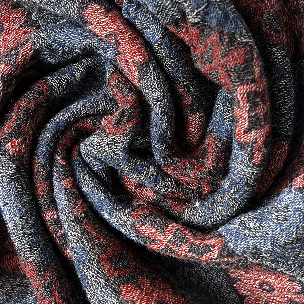 [Ourselves]  Washed Wool Scarf Blue Red