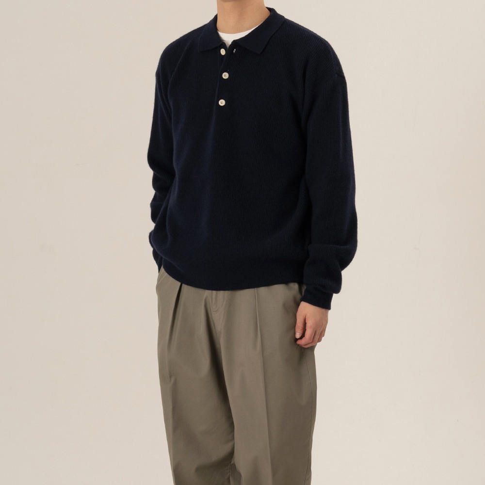 [Rough Side]  23FW Collar Knit Navy