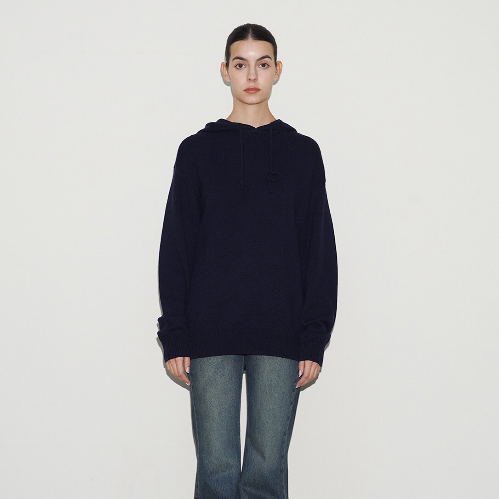[Worthwhile Movement]   Coomfy Knit Hoodie Navy