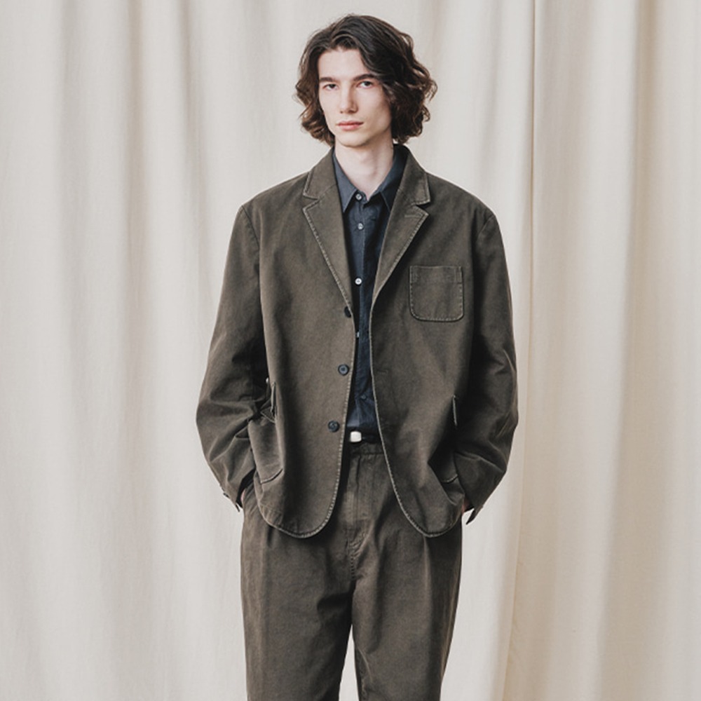 [Art if acts]  24SS Washed 3 Button Blazer Olive