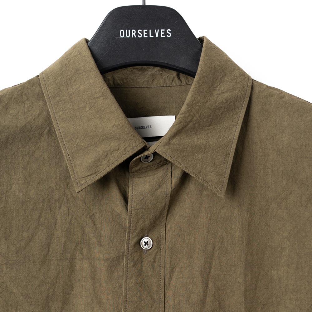 [Ourselves]  24SS Texture Typewriter Relaxed Half Shirts Olive  4/19일 구매건까지 무료 교환 및 무료 반품